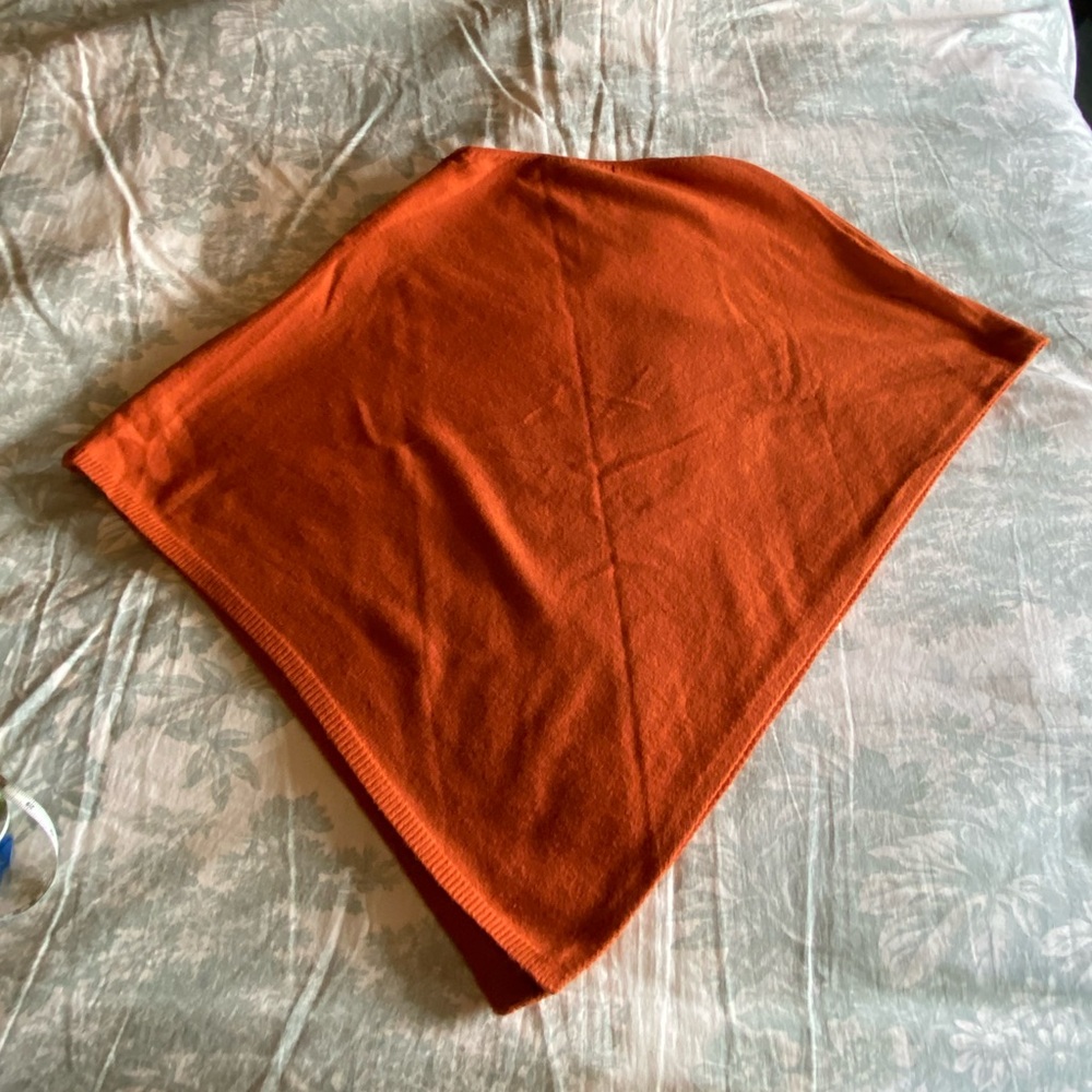 Orange Knit Poncho - Draped Sweater with Zipper EUC - Picture 14 of 15
